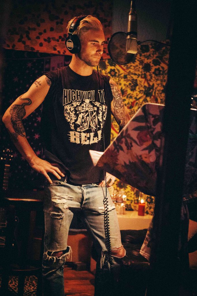 Adam Levine during one of Maroon 5's recording sessions for V.